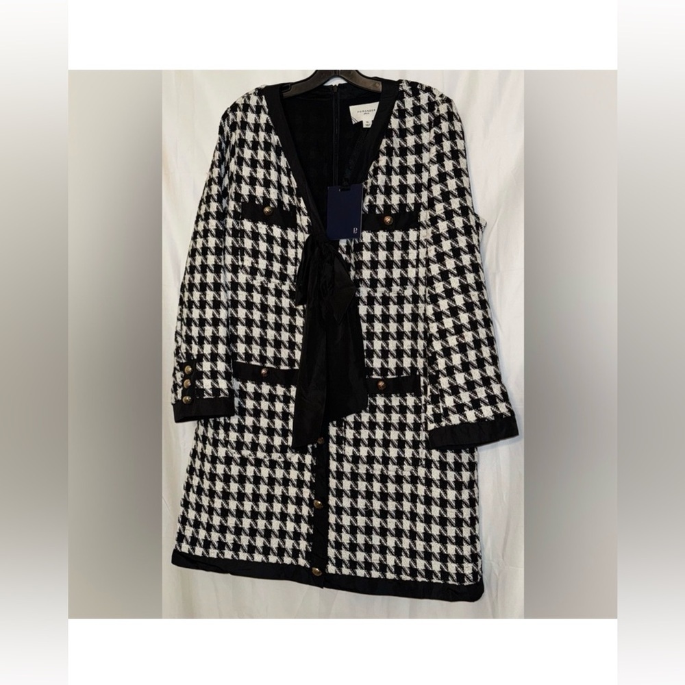 Pomander Place Black White Tweed Bow Mini Dress 2X NWT - Picture 2 of 15